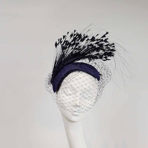 Navy Blue Fascinator, Kentucky Derby Hat, Royal Ascot Hat, Mother of the Bride hat, Occasion Hat , Wedding Hat, New SS 2024