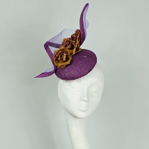 Aubergine Fascinator, Royal Ascot Hat, Kentucky Derby Hat, Mother of the Bride Hat, Occasion Hat, Tea Party Hat,