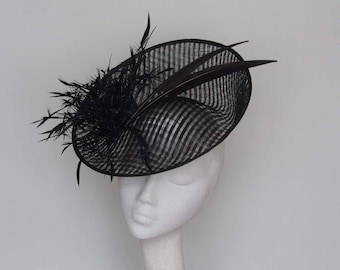 Black Fascinator, Royal Ascot Hat, Derby Hat, Mother of the Bride Hat, , Church Hat Tea Party Hat