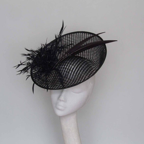 Black Fascinator, Royal Ascot Hat, Derby Hat, Mother of the Bride Hat, , Church Hat Tea Party Hat