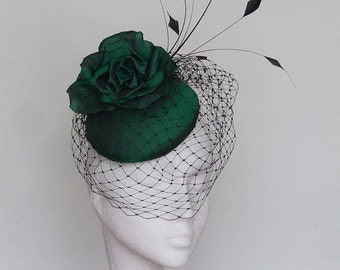 Smaragdgrüner Fascinator, Kentucky Derby Hut, Royal Ascot Hut, Hochzeitshut, Teeparty Hut