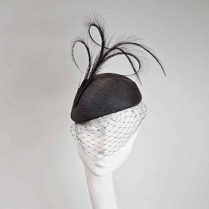 Black Straw Fascinator, Kentucky Derby Hat, Royal Ascot Hat, Mother of the Bride Hat, Tea Party Hat, Church Hat New SS 2024