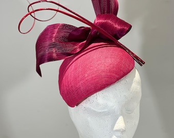 Fuchsia Sinamay Fascinator.