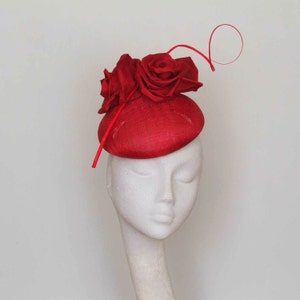 Red Roses Fascinator, Kentucky Derby Hat, Royal Ascot hat, Mother of the Bride hat, Church Hat