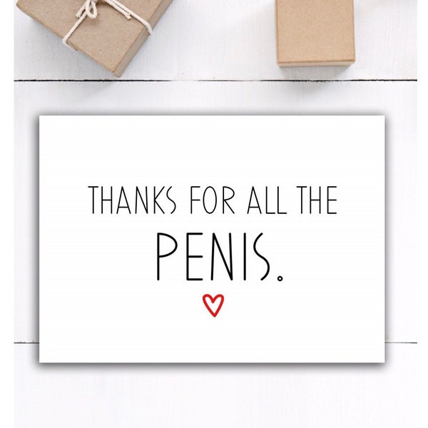 Thanks for all the Penis funny card for boyfriend husband love card for husband card for him i love you funny naughty anniversary card