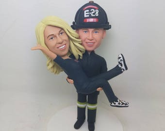 Firefighter Wedding Cake Topper Fireman Wedding Cake Topper Firefighter Topper Fireman Personalized Nurse Bride Nurse Wedding Cake Topper