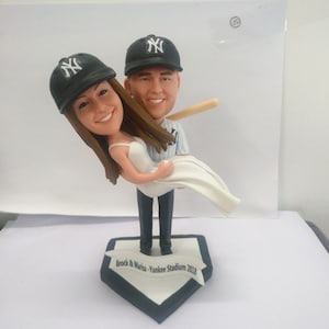 NY Yankees Hochzeitstorte NY Yankees personalisierte Hochzeitstorte NY Yankees Bobble Head Yankees Paar Yankees Braut Yankees Bräutigam