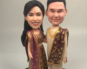 Indian Wedding Cake Topper Indian Personalized Wedding Cake Topper Indian Wedding Bobble Head Indian Traditional Wedding Indian Cake Topper