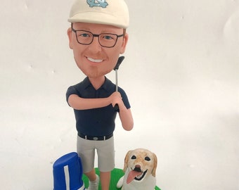 Golfer Personalized Bobble Head Golfer Husband Gift Father Gift Custom Golfer Bobble Head Golfer Birthday Cake Topper Golfer Birthday Gift