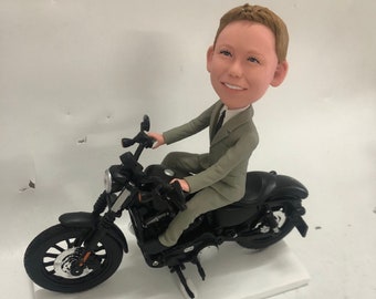 Motorbike Personalize Bobble Head Motorbike Custom Bobble Head Motorbike Cake Topper Motorbike Wedding Gift Motorbike Wedding Topper