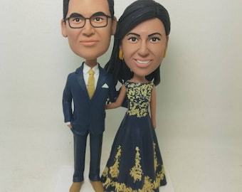 Indian Bride Groom Indian Personalized Wedding Cake Topper Indian Custom Bobble Head Indian Figurine Indian Bride Indian Wedding Cake Topper