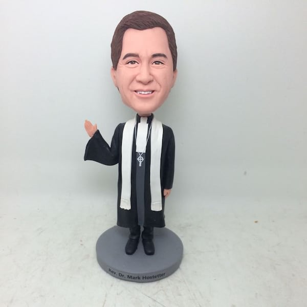 Priest Pastor Minister Reverend Rev Personalized Gift Custom Bobble Head Figurines Based on Customers' Photos Birthday Cake Topper Bday Gift