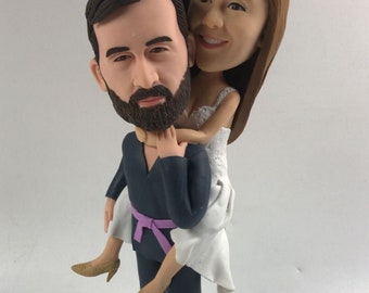 Wedding Topper Cake Topper Jiu Jitsu Wedding Cake Topper Groom Wearing Jiu Jitsu Gis Wedding Cake Toppers with Jiu Jitsu Gis