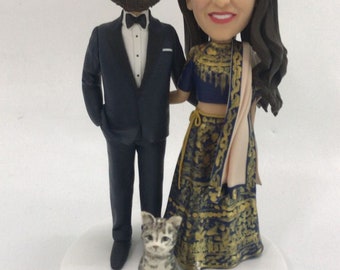 Custom Indian Wedding Cake Topper Indian Wedding Bobble Head Traditional Indian Bride Personalized Indian Wedding Cake Topper Indian Wedding