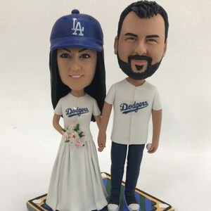 LA Dodgers Wedding Cake Topper Dodgers Groom Dodgers Bride Dodgers Personalized Wedding Cake Topper Dodgers Cake Topper Dodgers Wedding Gift