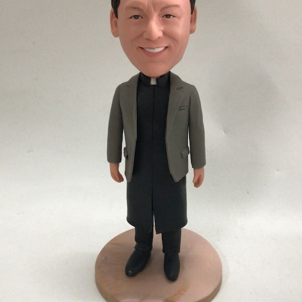 Male Officiant Preist Pastor Minister Reverend Rev Father Personalized Gift Preist Bobble Head Preist Birthday Cake Topper Preist Bday Gift