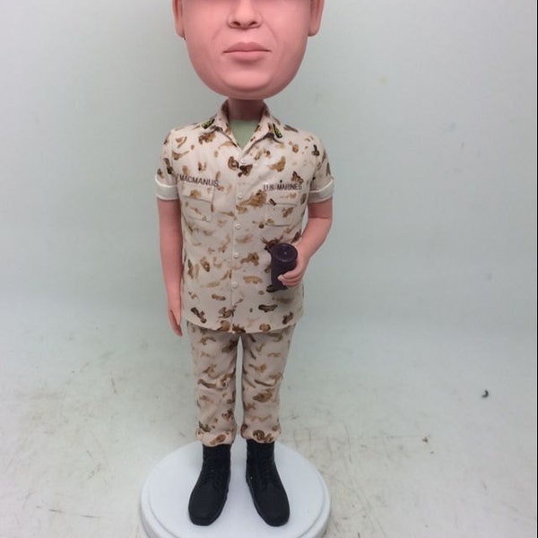 US Marine Military Custom Bobble Head Marine Personalized Gift Clay Figurines Marine Birthday Cake Topper Husband Gift Boyfriend Gift Father