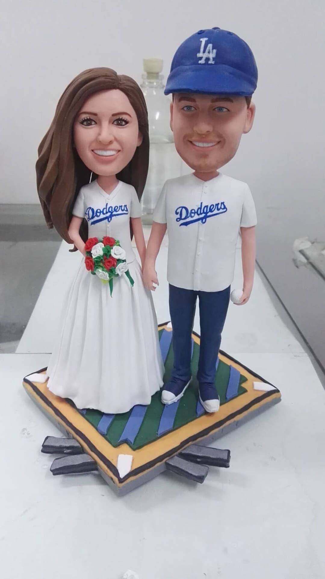 Boda de los LA Dodgers, novio de los Dodgers, decoración personalizada para  tarta de boda, cabeza de muñeco cabezón personalizada, decoración del