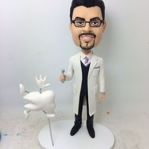 Dentist Personalized Gift Dentist Custom Bobble Head Clay Figurines Dentist Birthday Cake Topper Dentist Bday Gift Husband Boyfriend Gift