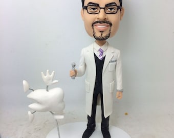 Spersonalizowany prezent dla dentysty Spersonalizowana figurka z gliny Bobble Head dla dentysty Topper na tort urodzinowy dla dentysty Prezent urodzinowy dla dentysty Prezent dla męża i chłopaka