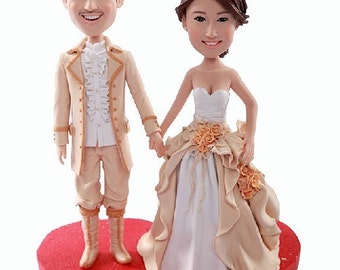 Medieval Royal Wedding Personalized Cake Topper Bobble Head Clay Figurines Based on Customers' Photos Using As Wedding Cake Topper Gifts