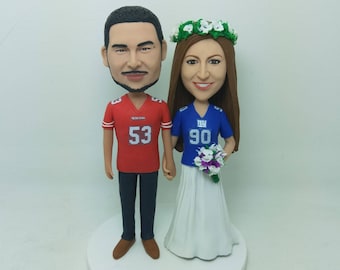 San Francisco 49ers Groom NY Giants Bride Personalized Wedding Cake Topper 49ers Wedding NY Giants Wedding 49er Cake Topper Giants Topper