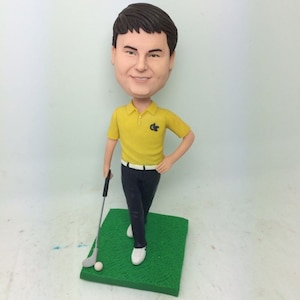 Golf Personalized Gifts Bobble Head Clay Figurines Based on Customers&#39; Photos Birthday Cake Topper Husband Gifts Custom Bobble Head Figurine