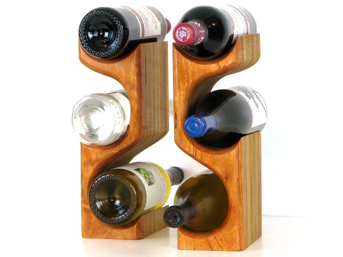 Cherry Wood Wine Bottle Rack Wine Bottle Storage 3 Bottle Etsy