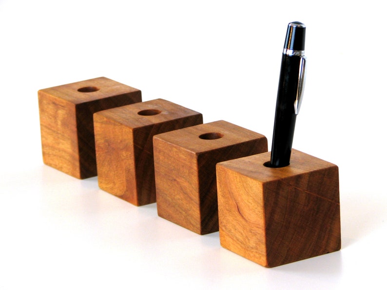 Simple Cherry Pen Holder / Wood Pen Display / Cherry Wood Etsy Canada