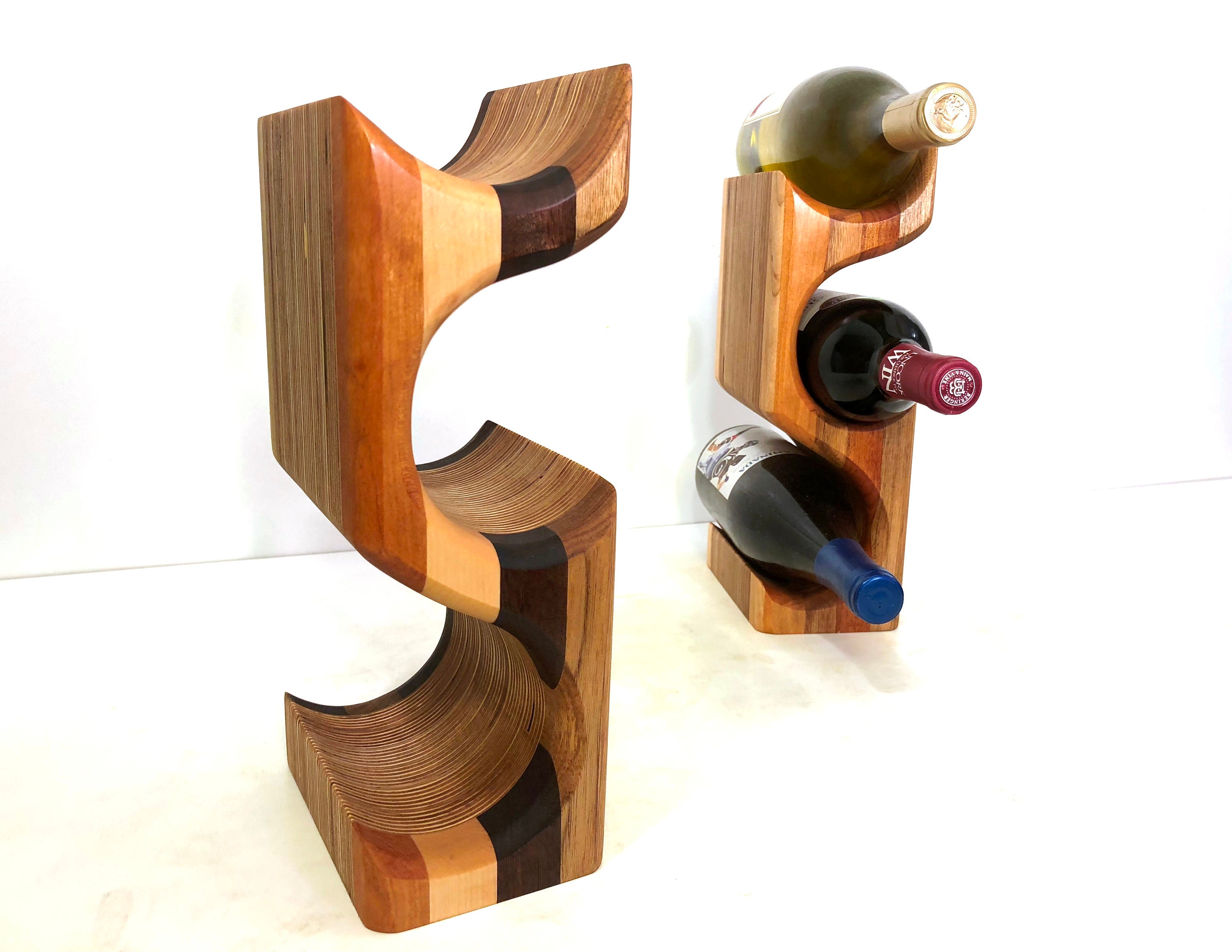 Multi Color Wood Wine Rack 3 Bottle Standing Wine Bottle Display Colorful Wood Wine Storage Floor Standing Wood Wine Bottle Holder Etsy UK