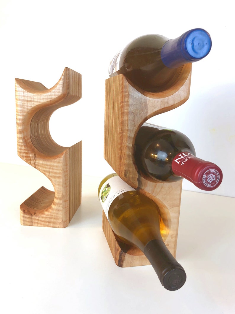 Curly Maple Wood Wine Rack Free Standing Maple Wine Bottle Etsy