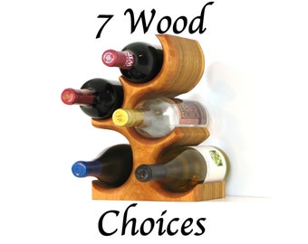 Tabletop Wood Wine Rack | 5 Bottle Standing Wine Rack | Countertop Wine Bottle Holder | Wood Wine Tree | Unique Wine Rack | Wine Storage