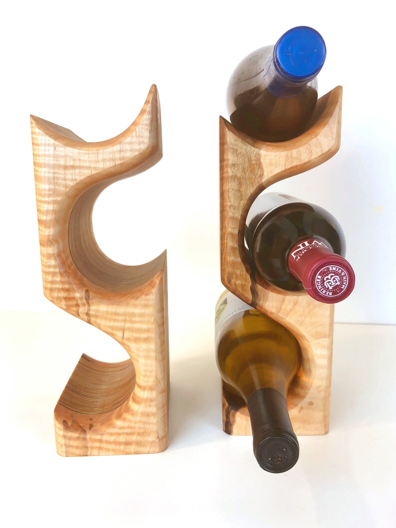 Curly Maple Wood Wine Rack Free Standing Maple Wine Bottle Etsy