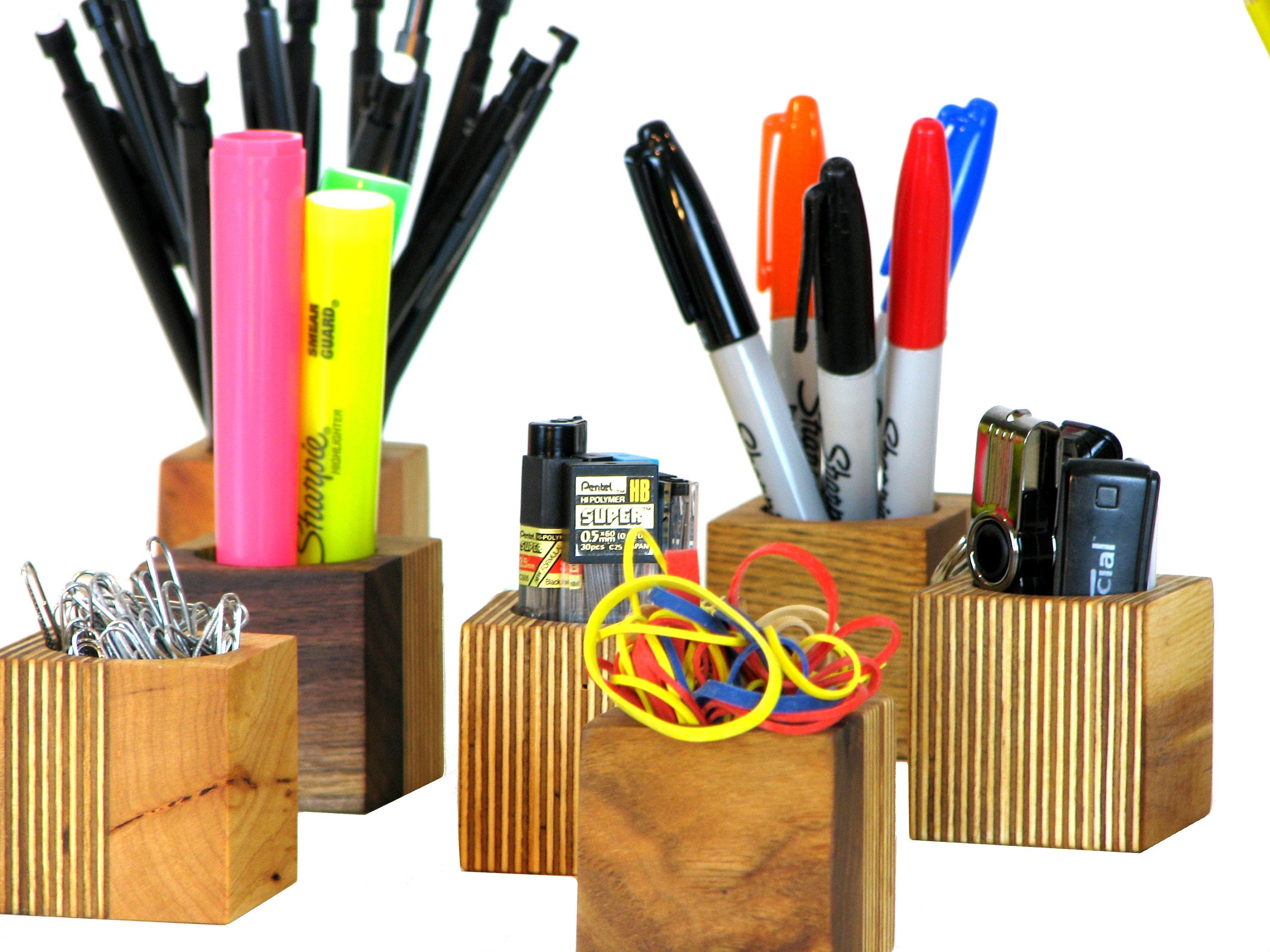 Simple Cherry Pen Holder / Wood Pen Display / Cherry Wood Stylus Holder /  Modern Fountain Pen Stand / Wood Desk Organizer / Pencil Holder 