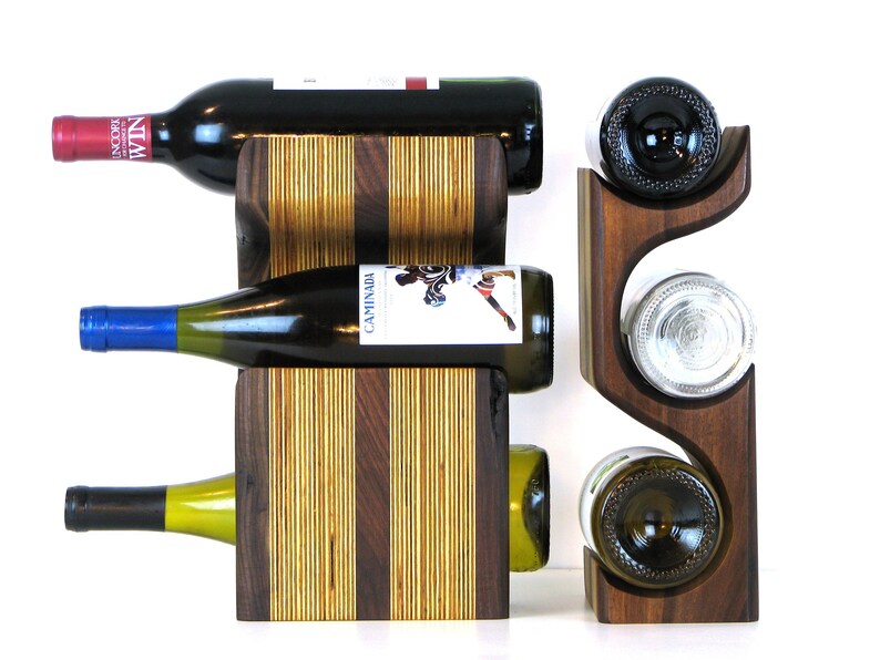 Tabletop Walnut Wood Wine Rack Wood Wine Bottle Holder 3 Etsy
