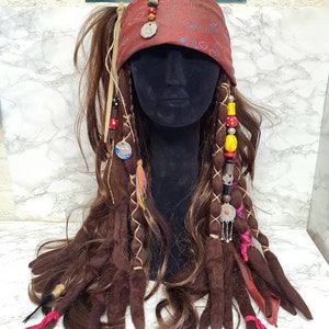 Handmade Jack Caribbean Pirates Cosplay Wig Black Pearl (Made to Order)