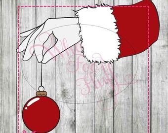 Santa hand with ornament svg png jpg dxf eps cutting file cutting file heart die cut vinyl shirt makes a great sign, shirt or glass block