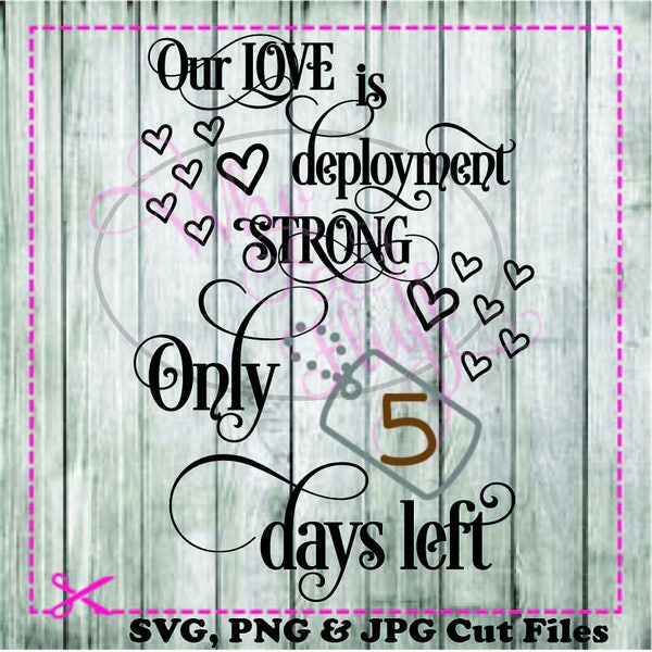 Our Love is deployment strong svg png jpg dxf eps cutting file Marriage die cut Military Army Navy Air Force Marines count down countdown