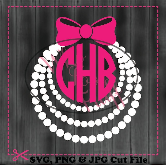 Bow monogram frame svg, Pearls Monogram SVG Cut files, Bow svg, svg files  for Cricut, cut files for Silhouette, svg files. Instant download.