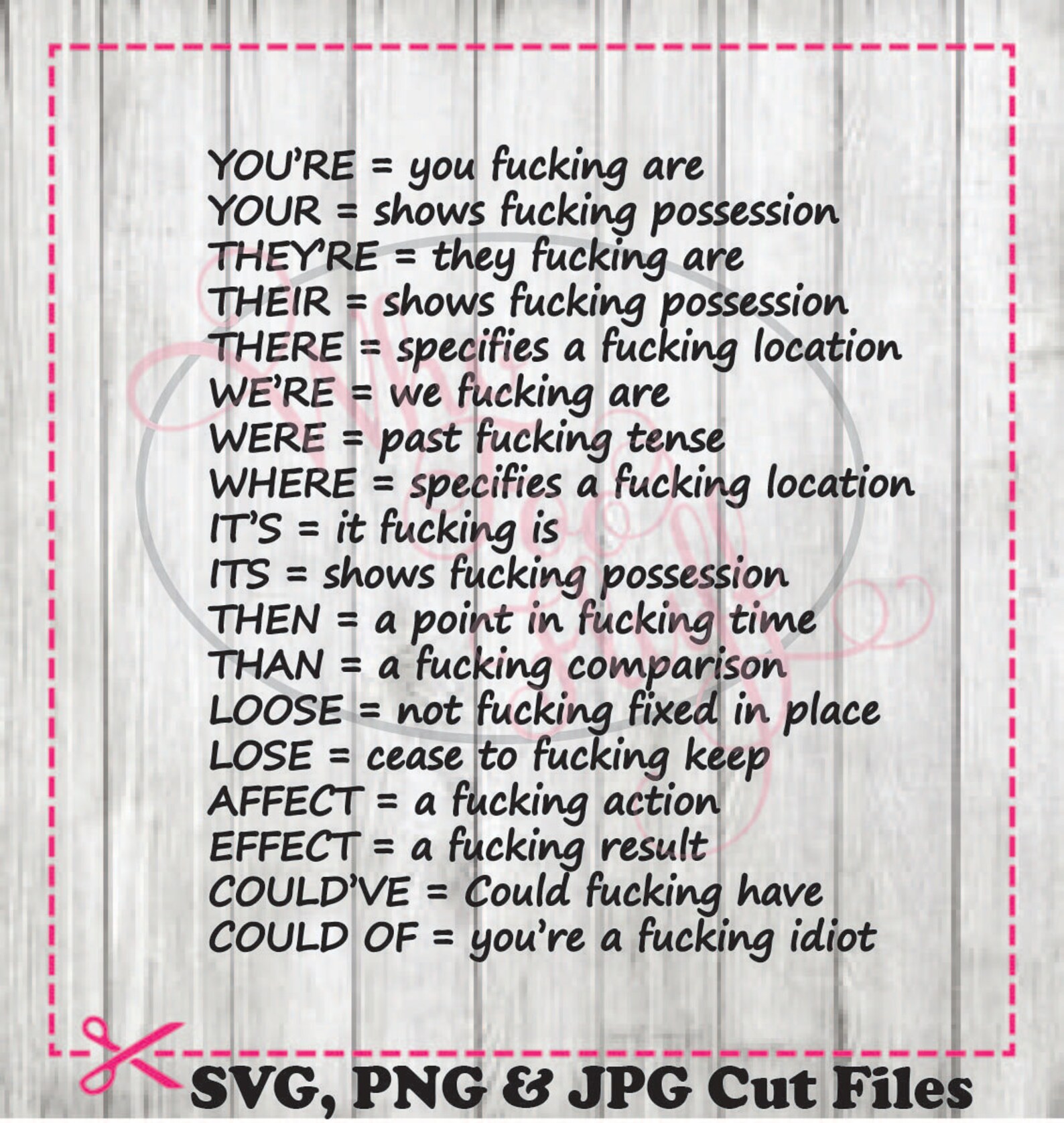 Common Misused Words Grammar Pet Peeves Svg Png Jpg Cutting Etsy