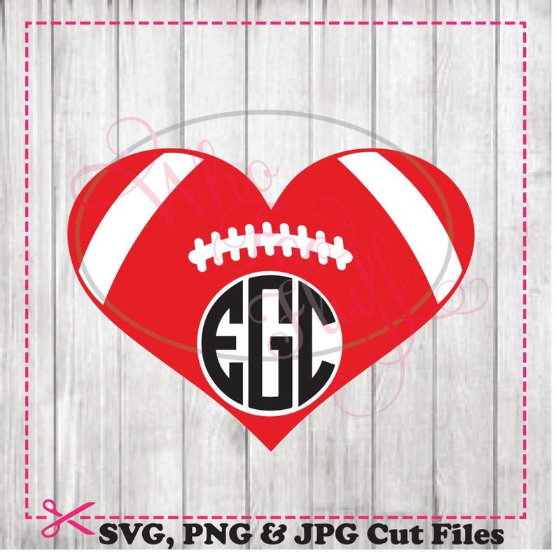 Download Football heart monogram frames 4 styles svg png jpg | Etsy