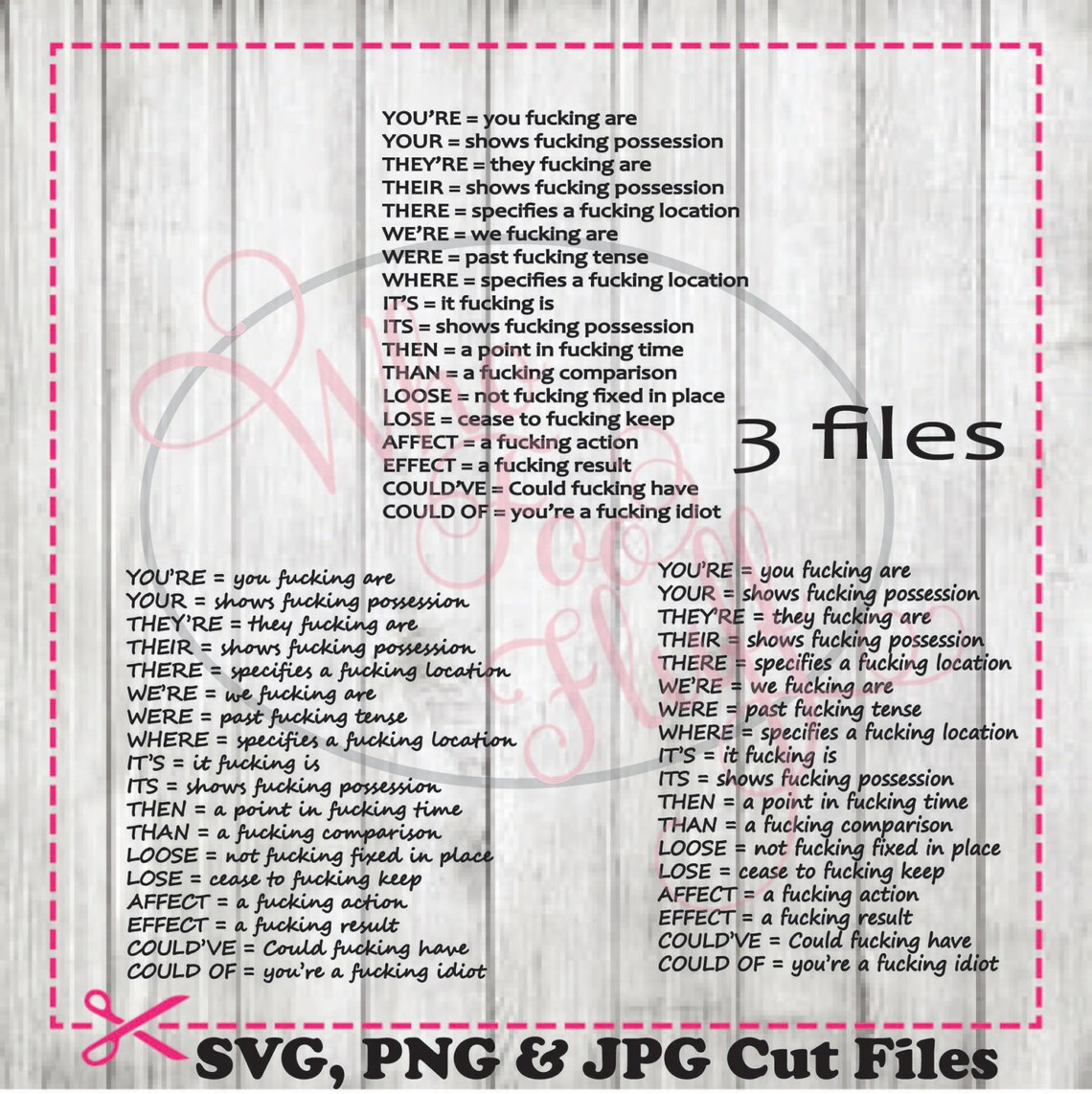 Common Misused Words Grammar Pet Peeves Svg Png Jpg Cutting Etsy