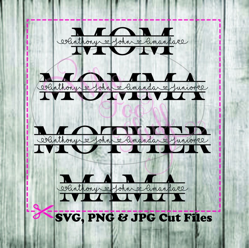 Download Split Mom NANA Momma Mama Mother split word DIY svg jpg | Etsy
