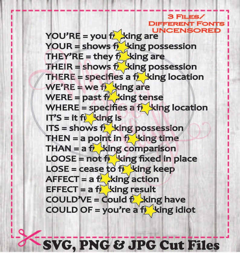 Common misused words grammar pet peeves svg png jpg cutting Etsy