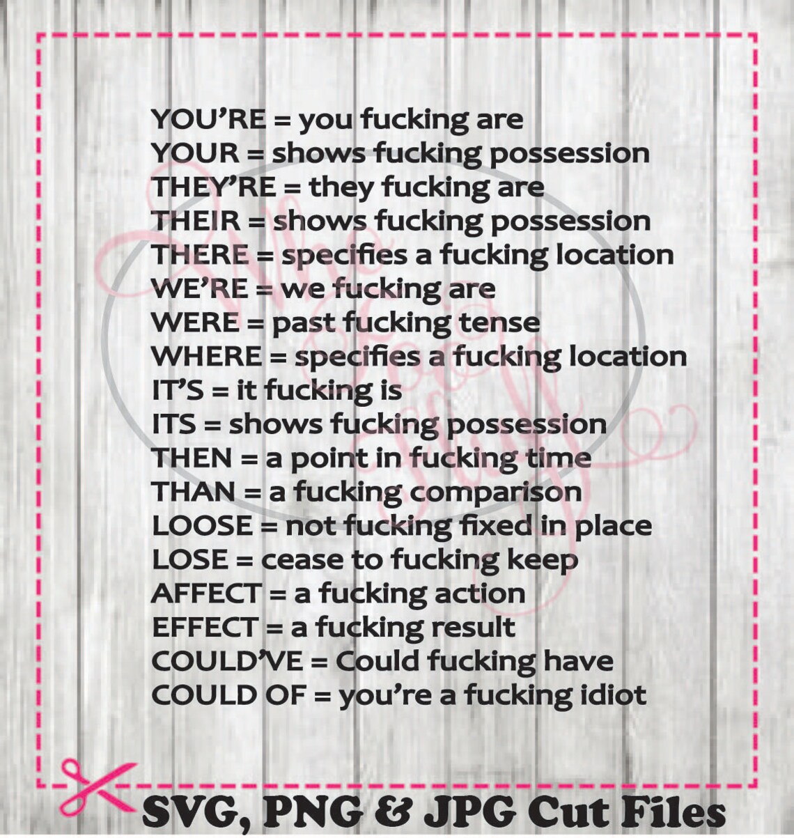 Common Misused Words Grammar Pet Peeves Svg Png Jpg Cutting Etsy