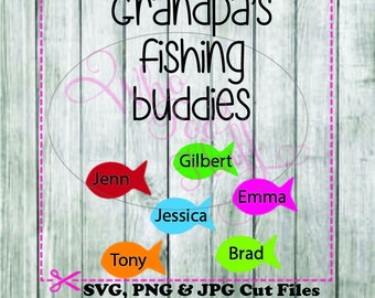 Grandpa's Fishing Buddies SVG DIY shirt svg jpg dxf eps png files cutting file fishing father gift cricut silhouette cut file fishing rod