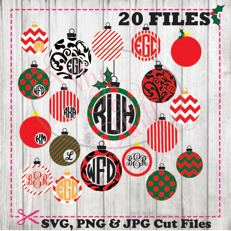 Download Christmas Ornament Balls monogram frames svg png jpg dxf ...