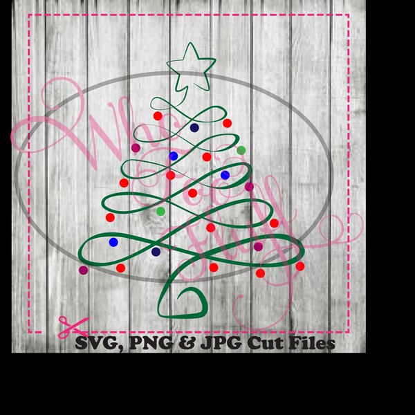 Swirly Christmas tree with Christmas balls svg png jpg dxf eps cutting file Christmas cutting file Holidays die cut vinyl cutters santa