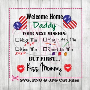 Militaire Welcome Home Daddy Clipart implementatie SVG, DIY posterdecoraties, svg, jpg- en png-bestanden, Cricut-snijbestand