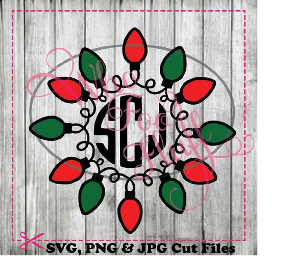 Download Free Christmas Lights Monogram Frame Svg Png Jpg Dxf Eps Cutting Etsy SVG DXF Cut File